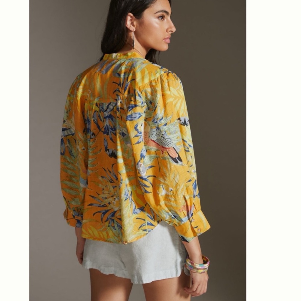 Anthro Maeve Parrot Print Top - Picture 4 of 12